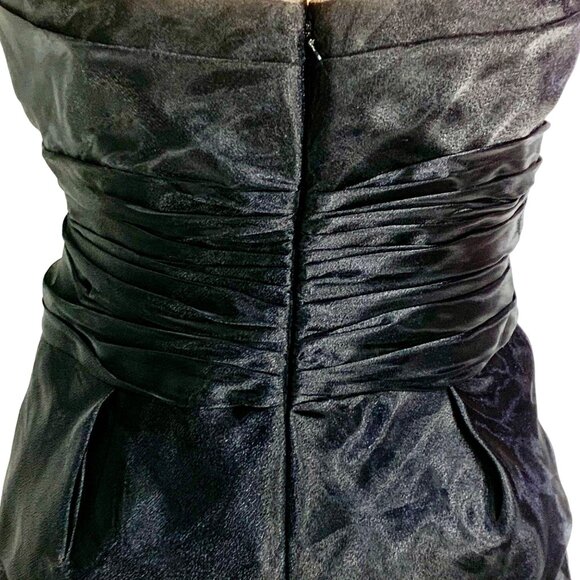 Max & Cleo Black Cocktail Dress Tiered Design Adjustable Size 8 Chiffon Organza - Picture 7 of 10